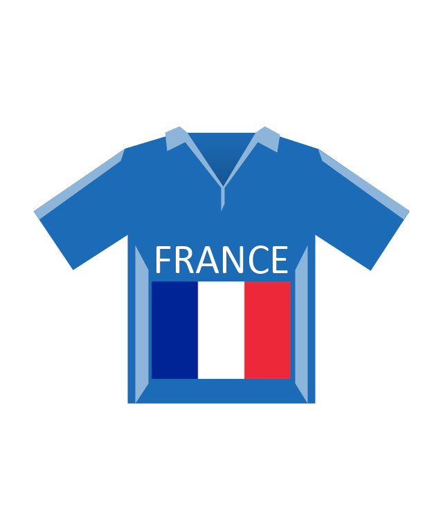 Team shirt (France), soccer team shirt, France,