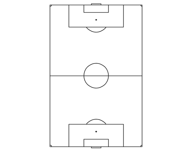 Simple vertical soccer (football) field, vertical football field, vertical soccer field,
