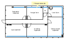 LAN cabling layout floorplan, window, wall, single outlet, rack mount, duplex outlet, door, bus cable,