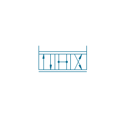 4/3 valve, hydr., ext., infin. pos., four-port, three-position, valve,