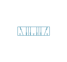 5/3 valve, pneum., finite positions, five-port, three-position, valve,