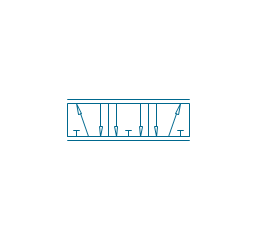 5/3 valve, pneum., infinite positions, five-port, three-position, valve,