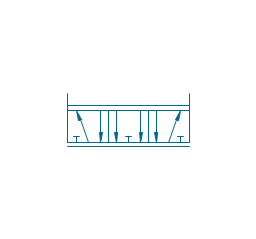 5/3 valve, hydr., ext., infin. pos., five-port, three-position, valve,