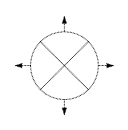 Circular outlet, flow arrows, hidden, circular outlet,