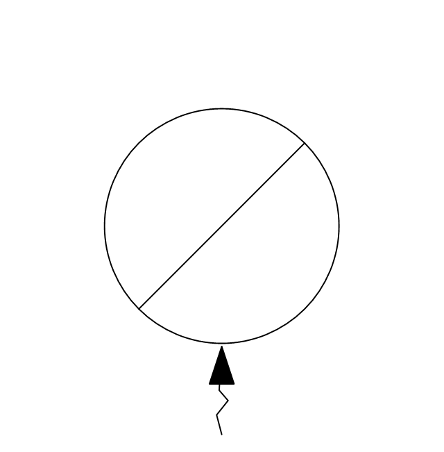 Circular inlet, flow arrow, circular inlet,