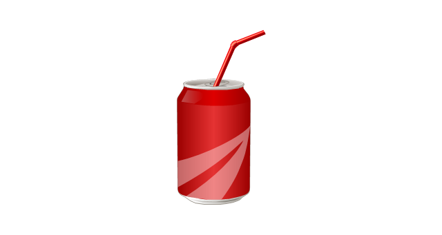 Soda can with straw, soda can, straw, can, drink can,