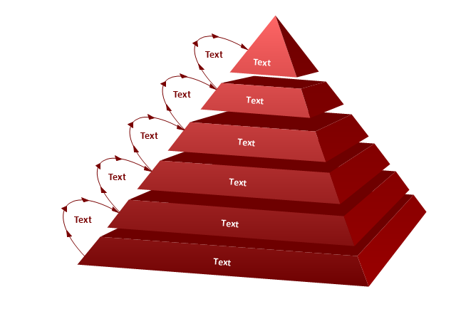 6-level pyramid diagram, 3D pyramid diagram,