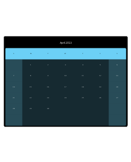 Small Calendar (Black, Rounded), month calendar,