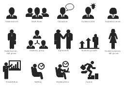 Pictograms, working time, work team, staff, waiting, presentation, communication, discussion, talking, message, consulting, career, growth, businesswoman, businessman, business idea, business growth, business group, affiliate, staff, team, management, communication, command, agreement, contract, partnership,
