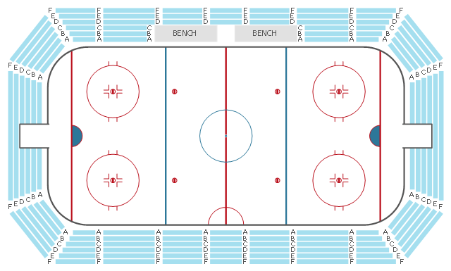 Seat layout, sector, hockey field, hockey field diagram, hockey field layout, ice rink layout, balcony ,