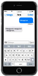 iPhone screen template - Messages , wifi icon, toolbar, text field, table view, status bar, navigation bar, menu bar, microphone icon, message box, info label, iPhone wallpaper, iPhone keyboard, iPhone 6, delete button, camera icon, button text label, bluetooth icon, back button,
