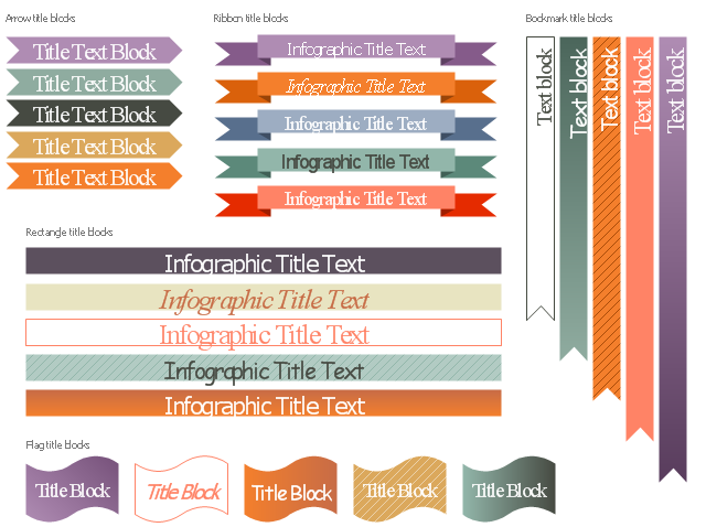 Titles and bookmarks, title text block, ribbon title block, flag title block, bookmark title block, arrow title block,