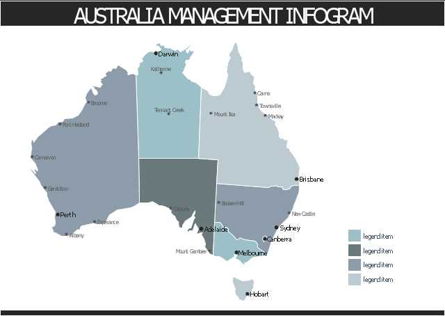 Australia thematic map template, title text block, management infographics background, callout with divider, Western Australia, Victoria, Tasmania, South Australia, Qeensland, Nothern Territory, New South Wales, Australian Capital Territory, Australia,
