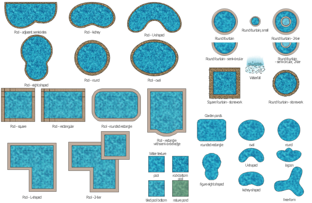 Ponds and fontains clipart, waterfall, water texture, square pool, square fountain, semi-circular fountain, two-tier fountain, semi-circular fountain, rounded rectangle pool, rounded rectangle pond, round pool, round pond, round fountain, rectangular pool, pool, semi circle ledge, pool, pond, lagoon pond, lagoon pool, oval pool, oval pond, kidney pool, kidney pond, green water texture, pond water, free-form pool, free-form pond, figure eight shaped pool, keyhole pool, figure eight shaped pond, bean shaped pool, u-shaped pool, bean pond, u-shape pond, L-shaped pool, true ell pool, 2-tier fountain, two-tier fountain, 2 tier pool,