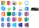 Microsoft software apps icon set, cortana blue, access, Xbox, XBox One, Word, Windows phone, Windows, Visio, Surface, Skype, SharePoint, Publisher, PowerPoint, PowerApps, Outlook, OneNote, Microsoft, MSN, Lync, Exchange, Excel, Bing, BI product, Apps & Windows Store,  Office Applications,