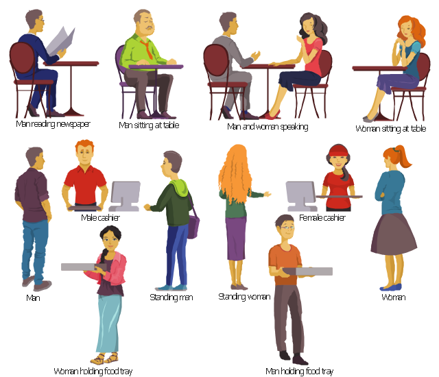 Food court clipart, woman sitting at table, cafe, woman holding food tray, woman holding pizza box, cafe, standing woman, cafe, standing man, cafe, man sitting at table, cafe, man reading newspaper, cafe, table, man holding food tray, man holding pizza box, cafe, man and woman speaking, table, cafe, fast food, male cashier, food court, cafe, cash register, fast food, female cashier, food court, cafe, cash register,
