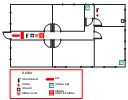 Fire escape plan, window, wall, left arrow, first aid, fire extinguisher, fire alarm, emergency phone, emergency contact information, door, E008 break to obtain access, ISO 7010 safe condition signs,