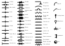 Piping symbols, weight device, vibratory device, trap, support, anchor, stopper, stirring, fan, spray device, sleeved, sleeve joint, sleeved, expansion sleeve joint, sleeved, sleeve extension, signal line, route radiation, rotary motion, reducer, pneumatic line, pipe bore change, mechanical linkage, lagged, junction, jacketed, internal connection, hydraulic line, hunger, heated, cooled, guide, flow restrictor, flow indication, flexible hose, flexibility provision, expansion loop, electrical device, electric line, elbow, double branch, crossing, cross, capillary line, bellows, basic support, anchor, access points,