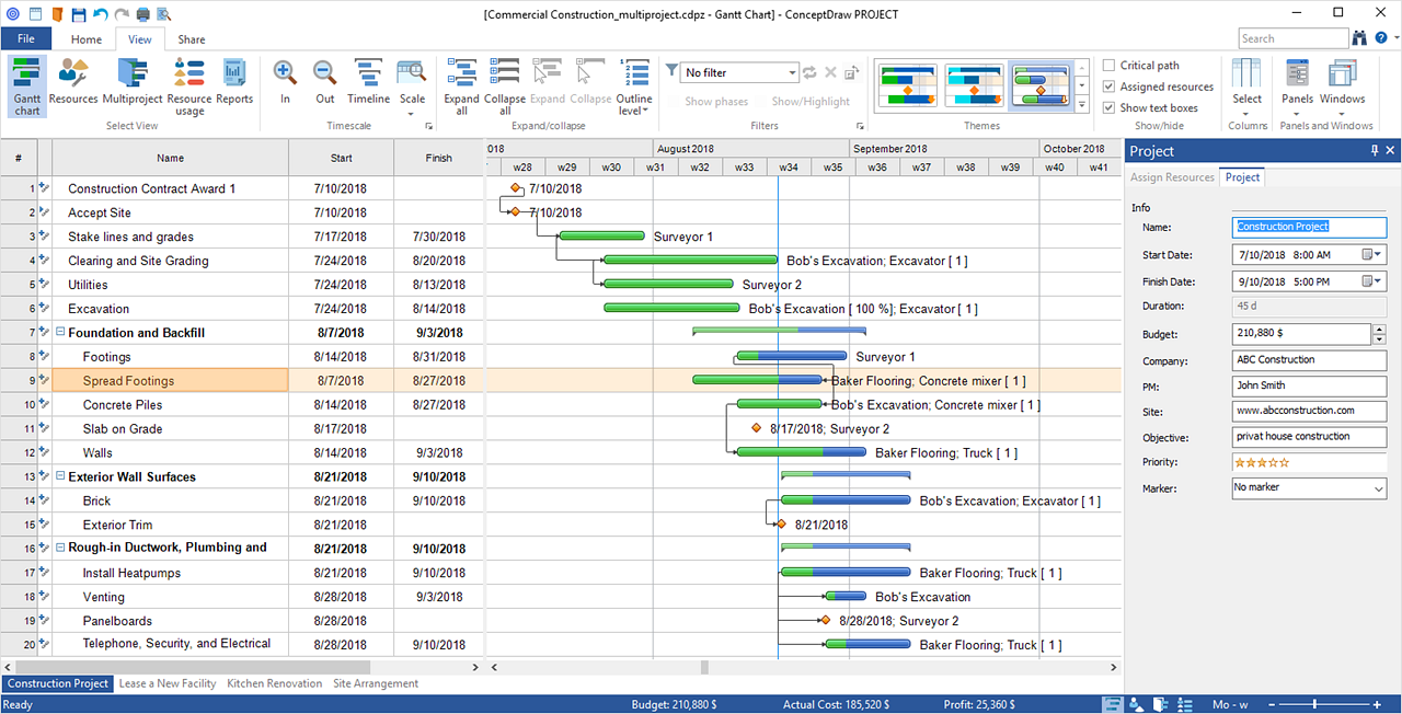 conceptdraw project move tasks between projects