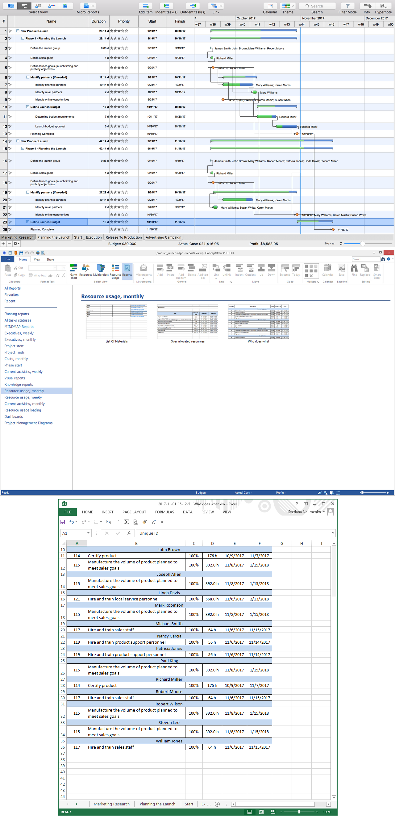 Project Reports — Resource Usage, Monthly