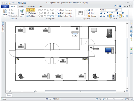 Office Floor Plan Layout And Network Cabling - Floor Plan 3d Office ...