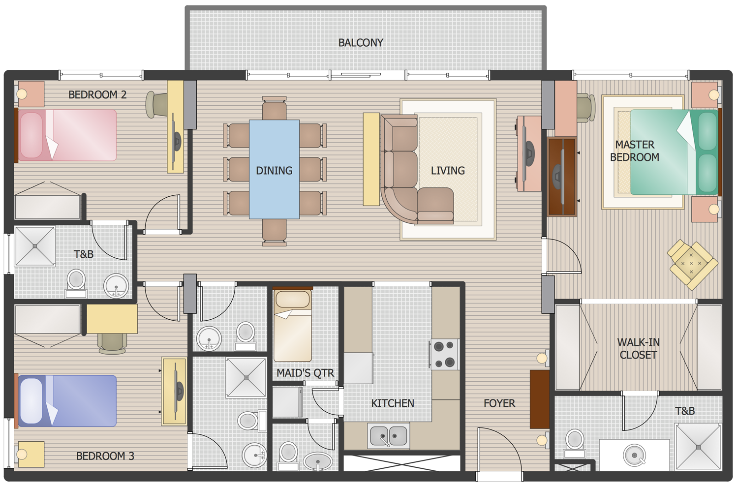 3-Bedroom House Floor Plan