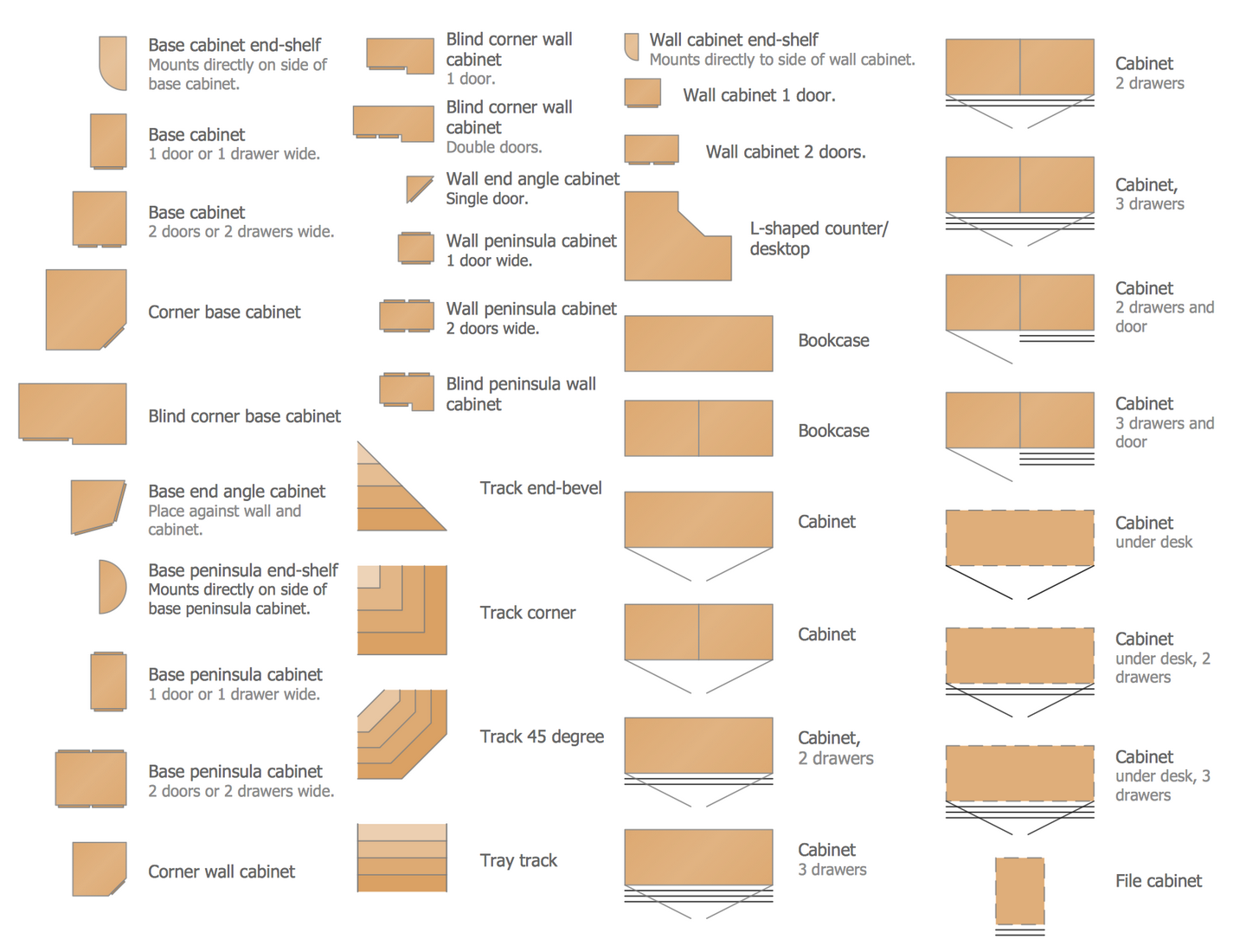 Design Elements Floor Plans — Cabinets and Bookcases