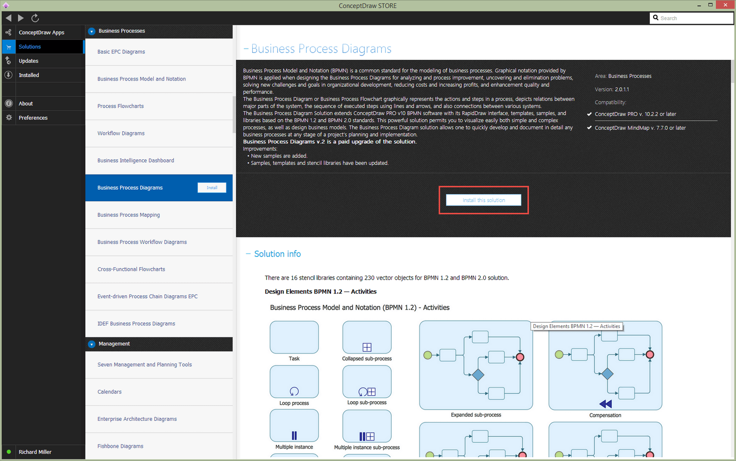 Business Process Diagrams Solution - Install