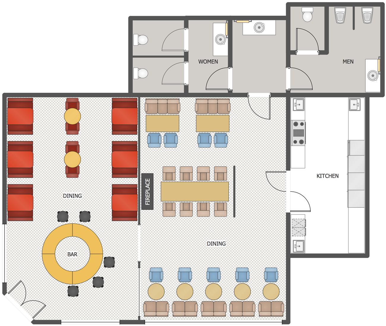 Cafe and Restaurant Floor Plan Solution | ConceptDraw.com | Restaurant ...