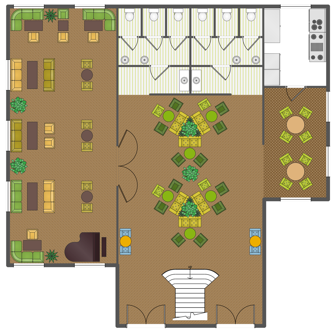 Cafe and Restaurant Floor Plan Solution | ConceptDraw.com | Restaurant ...