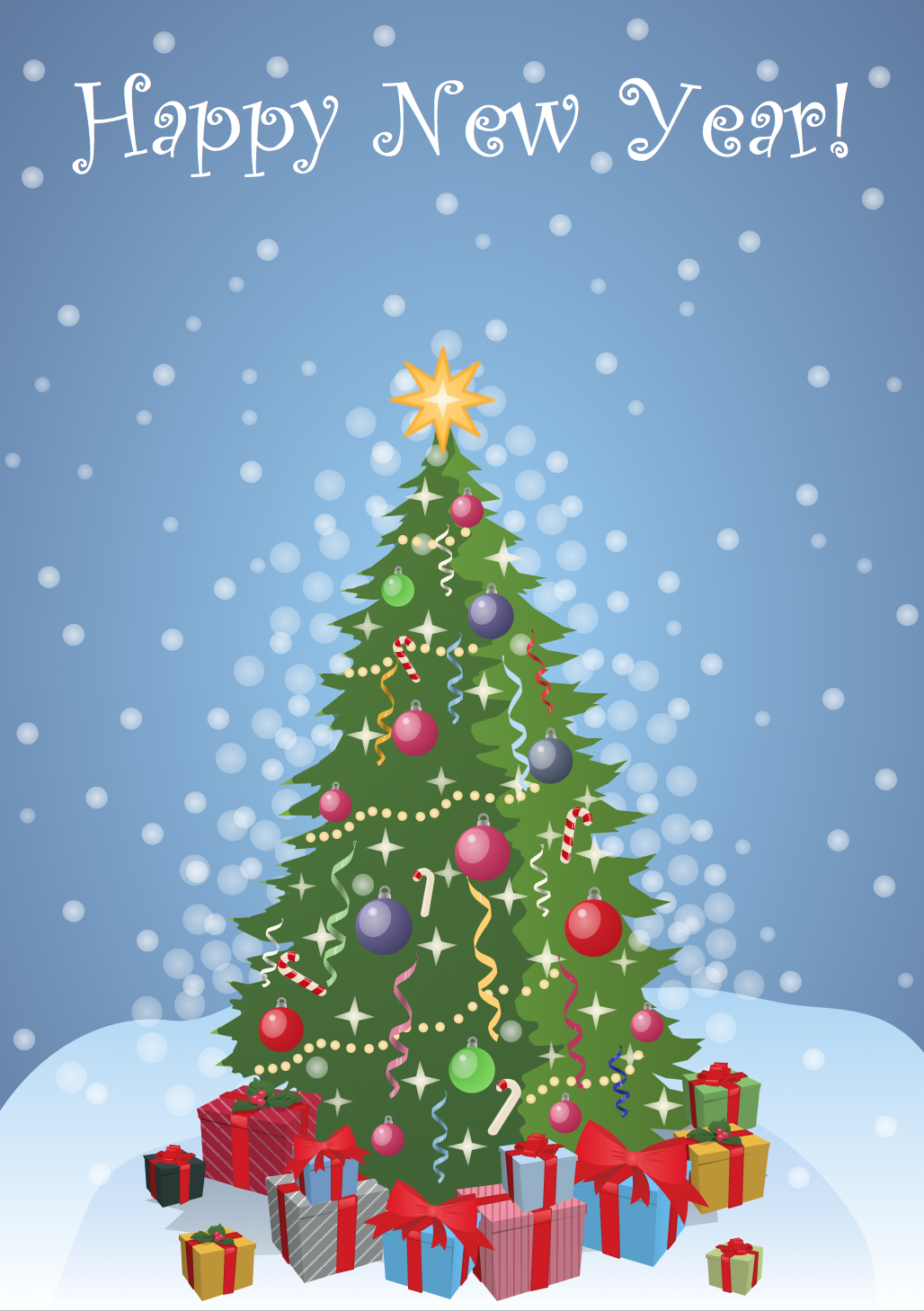 New Year Card — Christmas Tree with Gifts