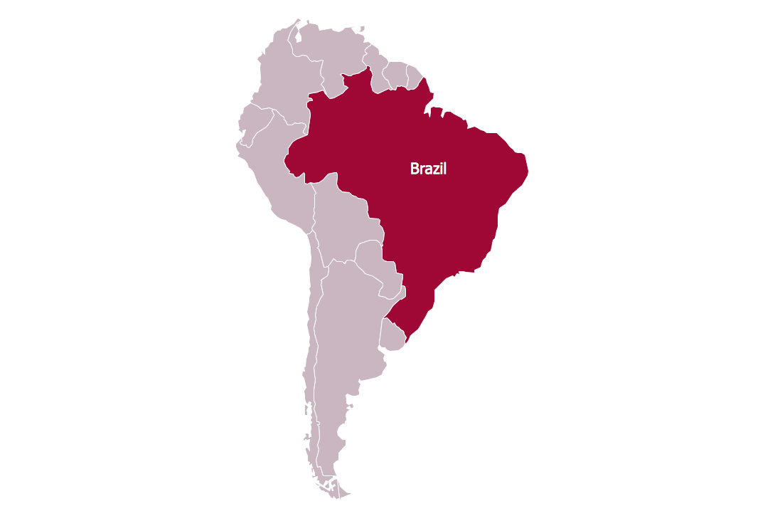 Continent Map — Brazil in South America