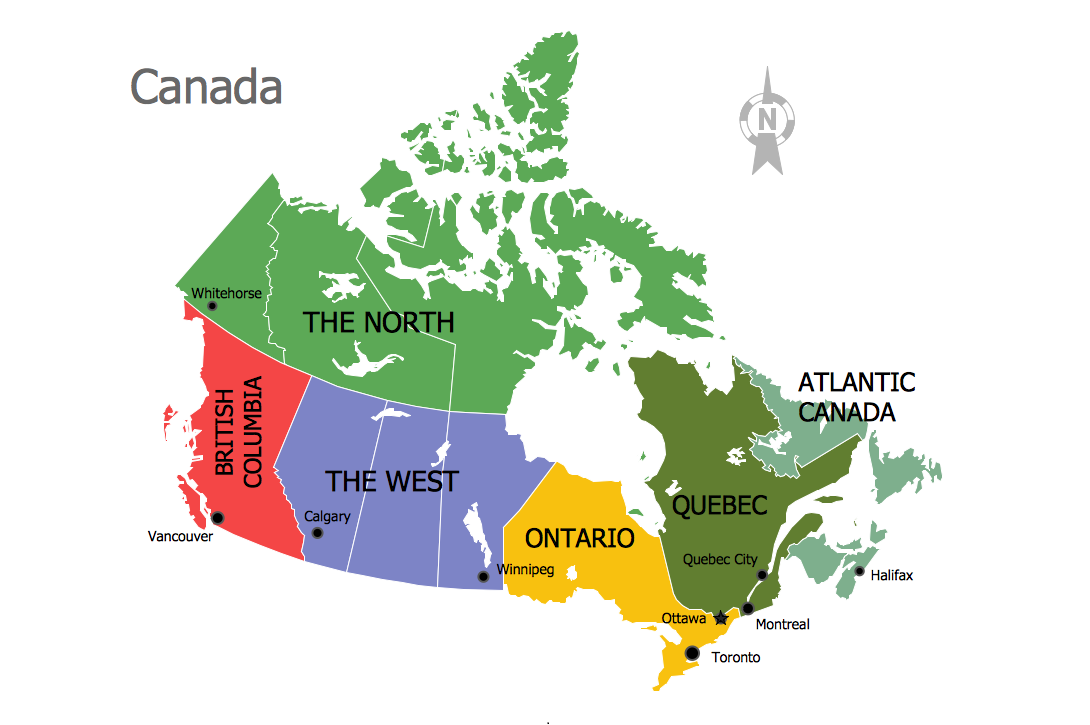 Continent Map — Canada Regions Map