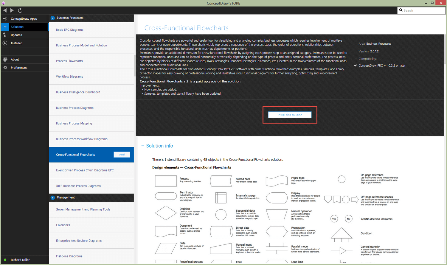 Cross-Functional Flowcharts Solution - Install