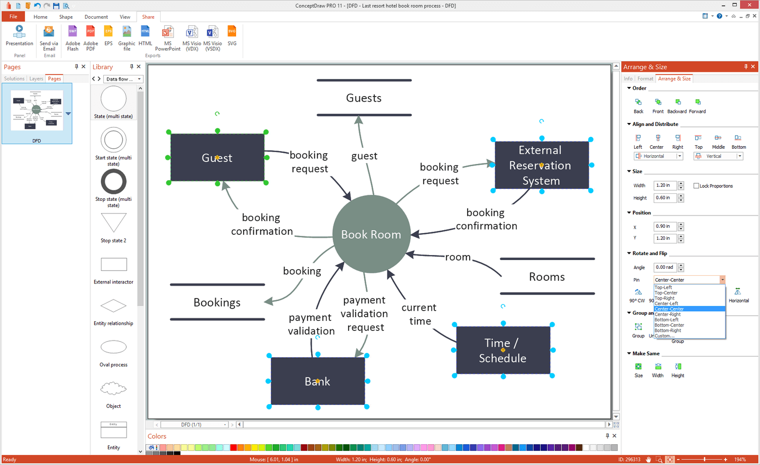 Каким образом в ms visio создается схема dfd какие для этого используются нотации