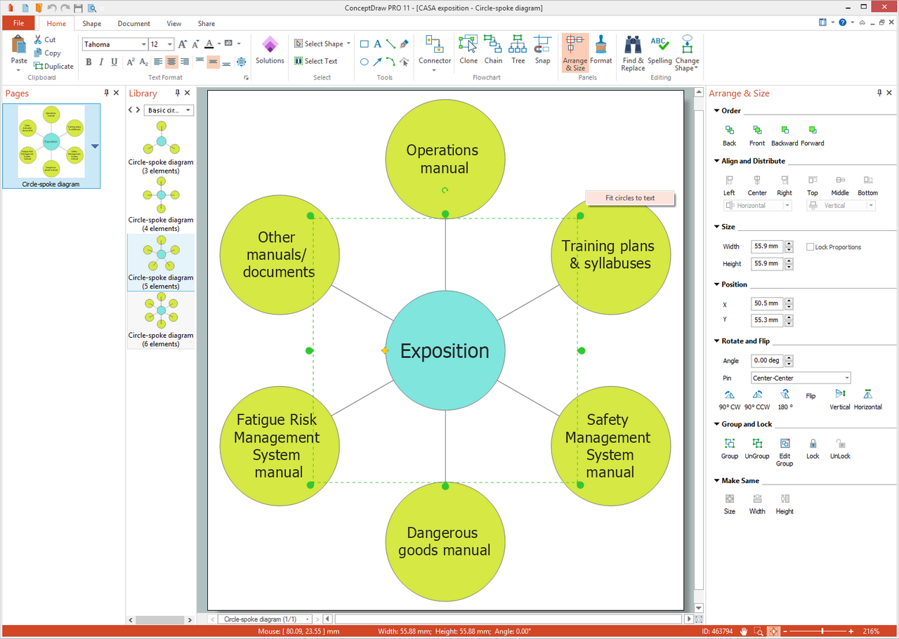 Basic Circle-Spoke Diagrams Solution for Microsoft Windows