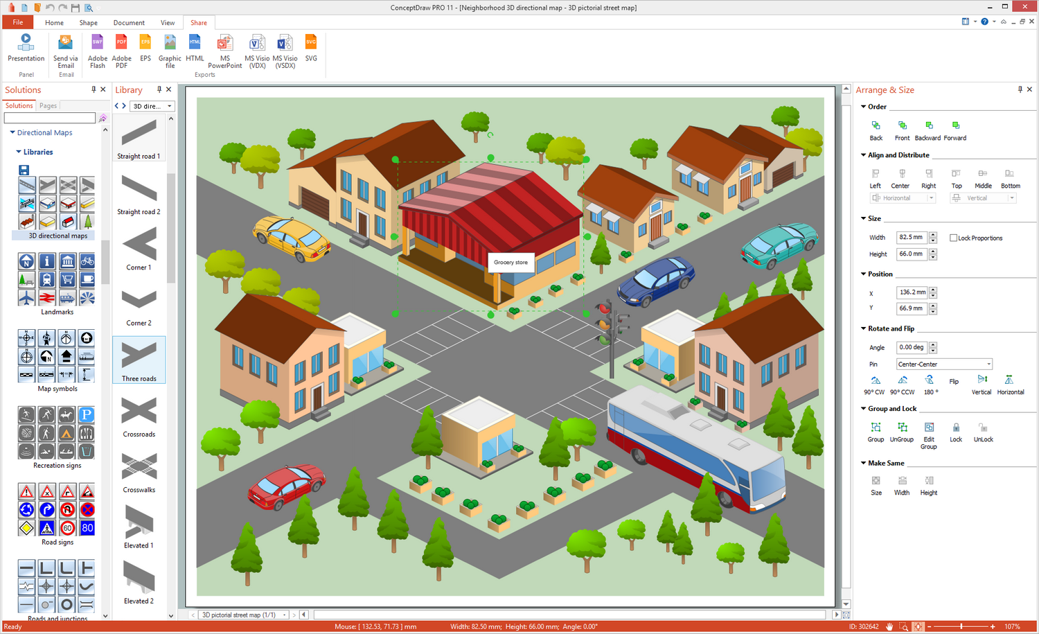 Visio лестница. Conceptdraw. Directions Map. Direction Map material 3d.