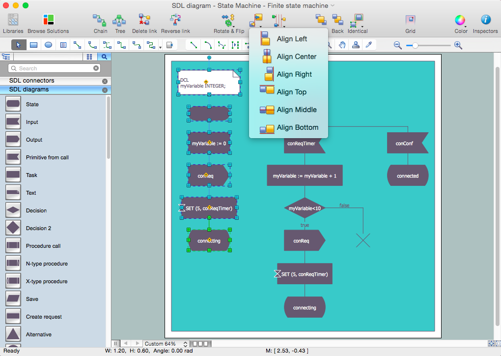 Specification and Description Language (SDL) Solution | ConceptDraw.com