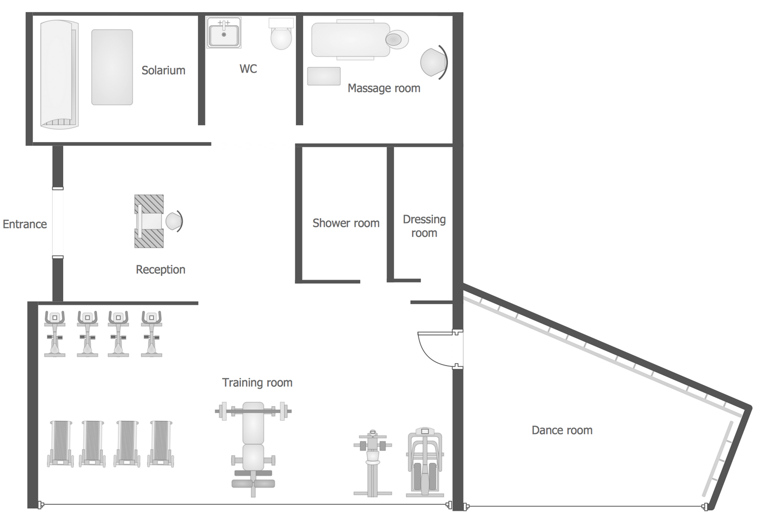 Gym and Spa Area Plans Solution