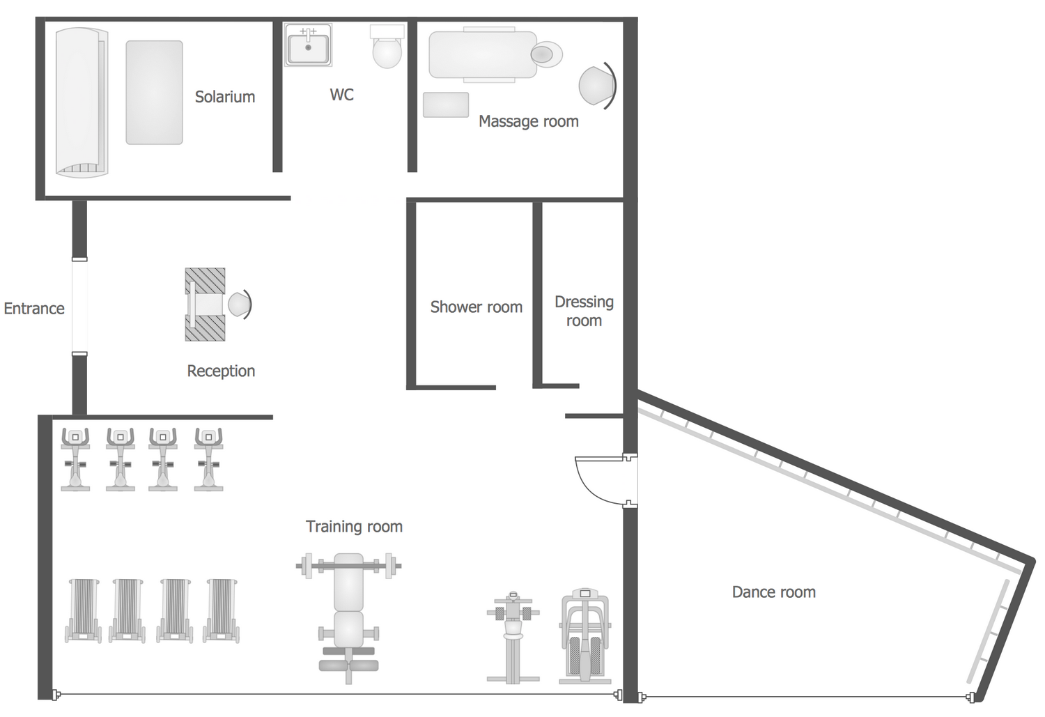 Gym And Spa Area Plans Solution Conceptdraw Com