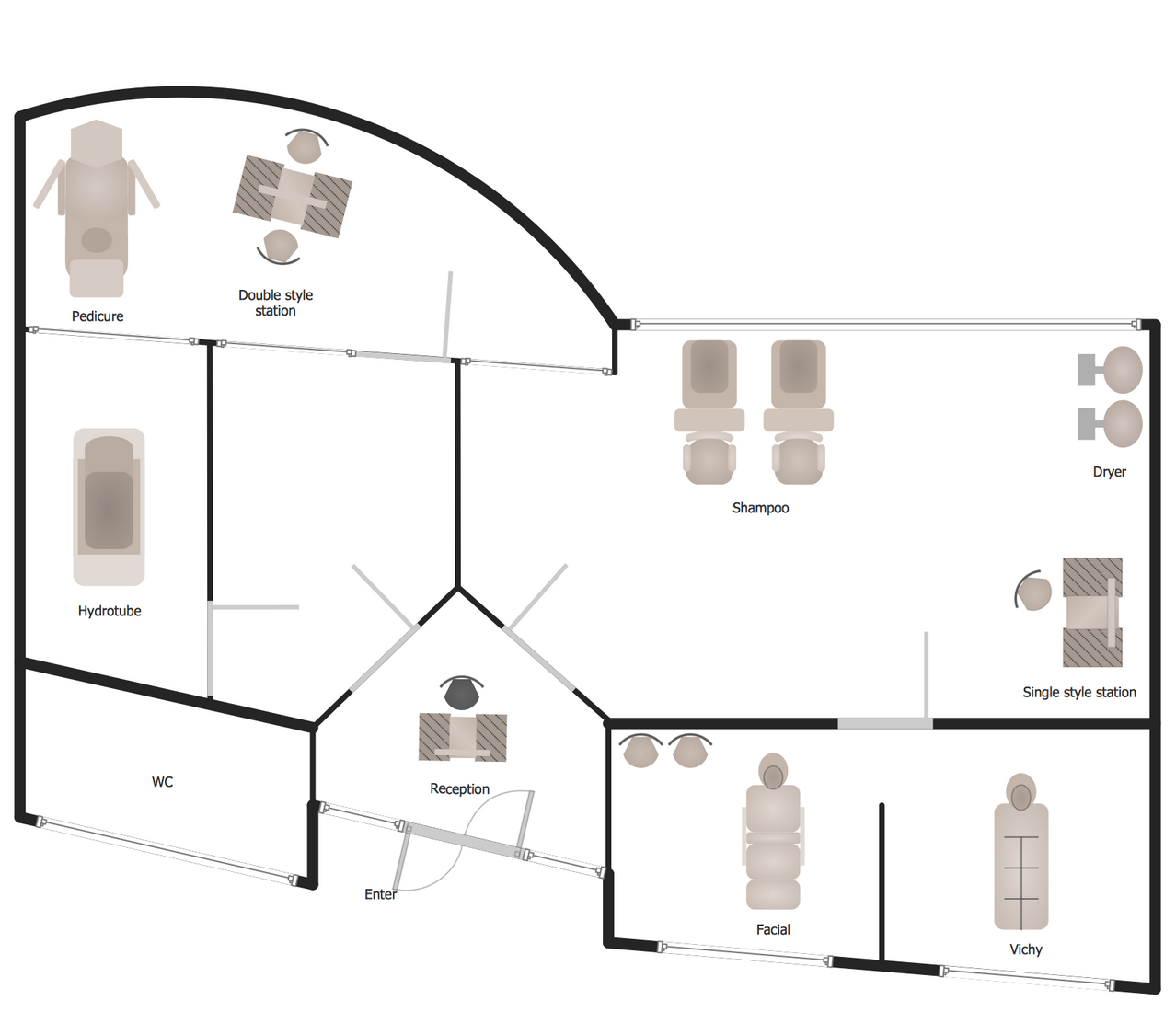 Day Care Floor Plan Creator Gym and Spa Area Plans  Solution ConceptDraw com