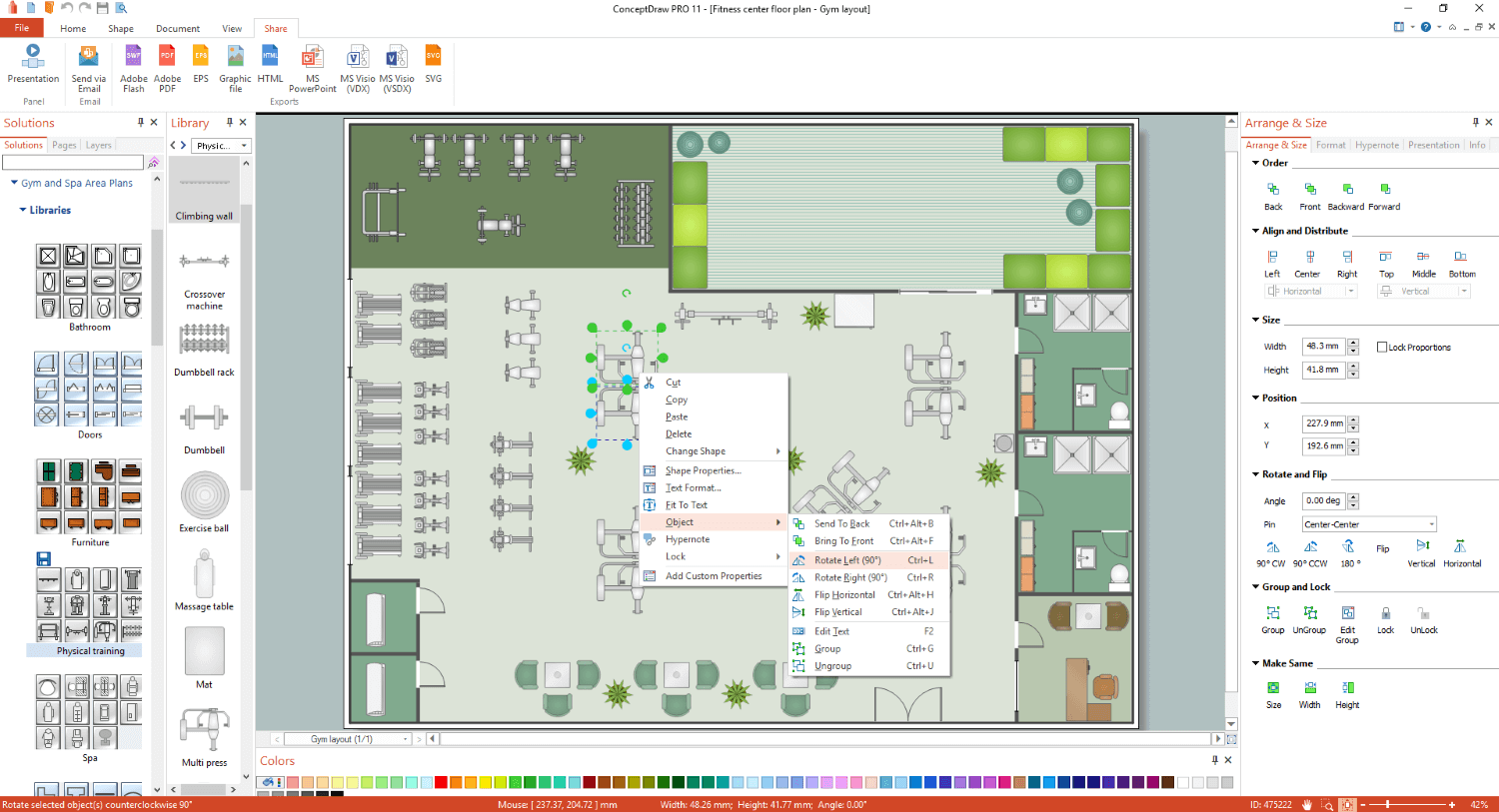 Gym and Spa Area Plans Solution for Microsoft Windows