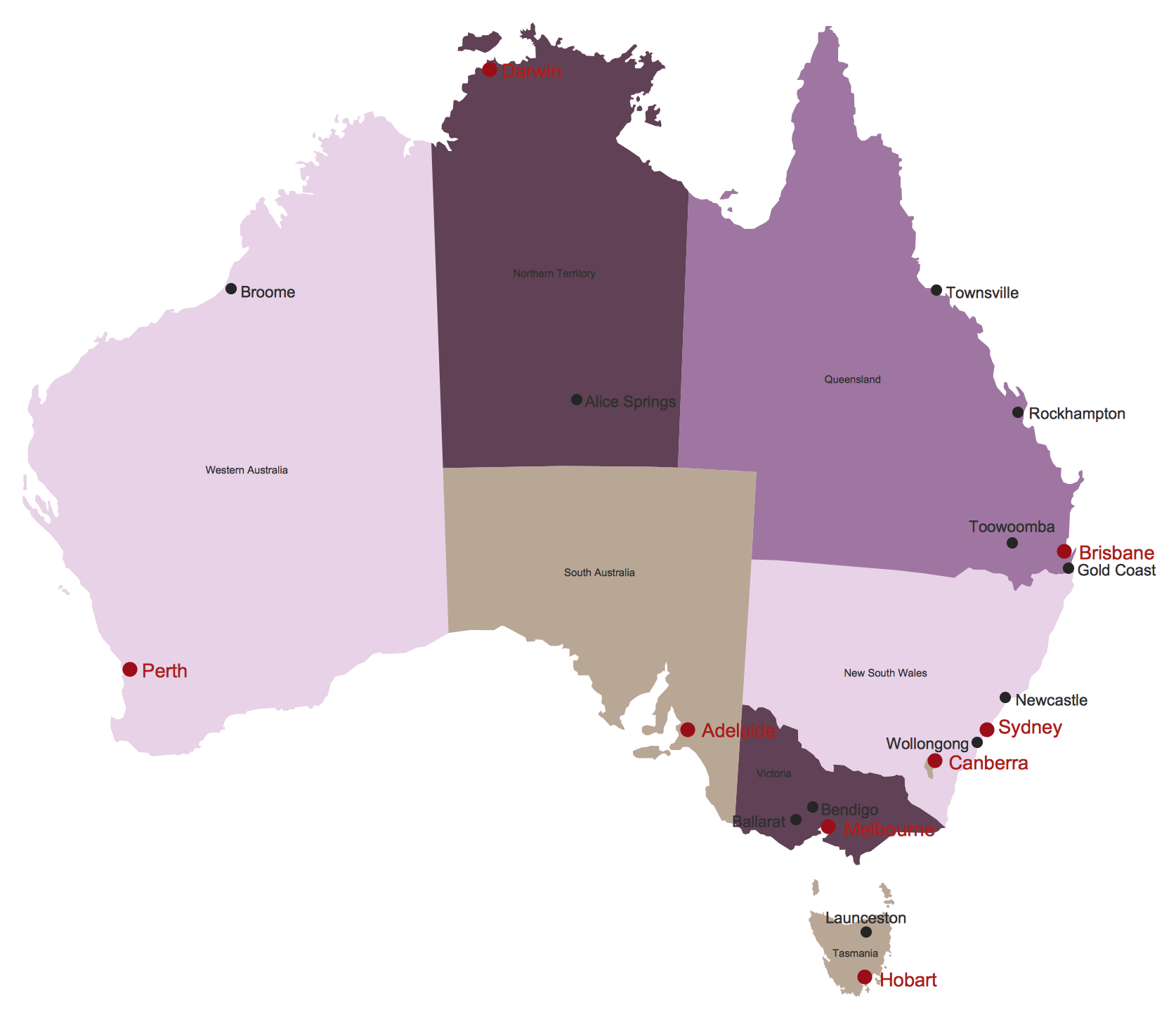 ConceptDraw: States and territories maps of Australia