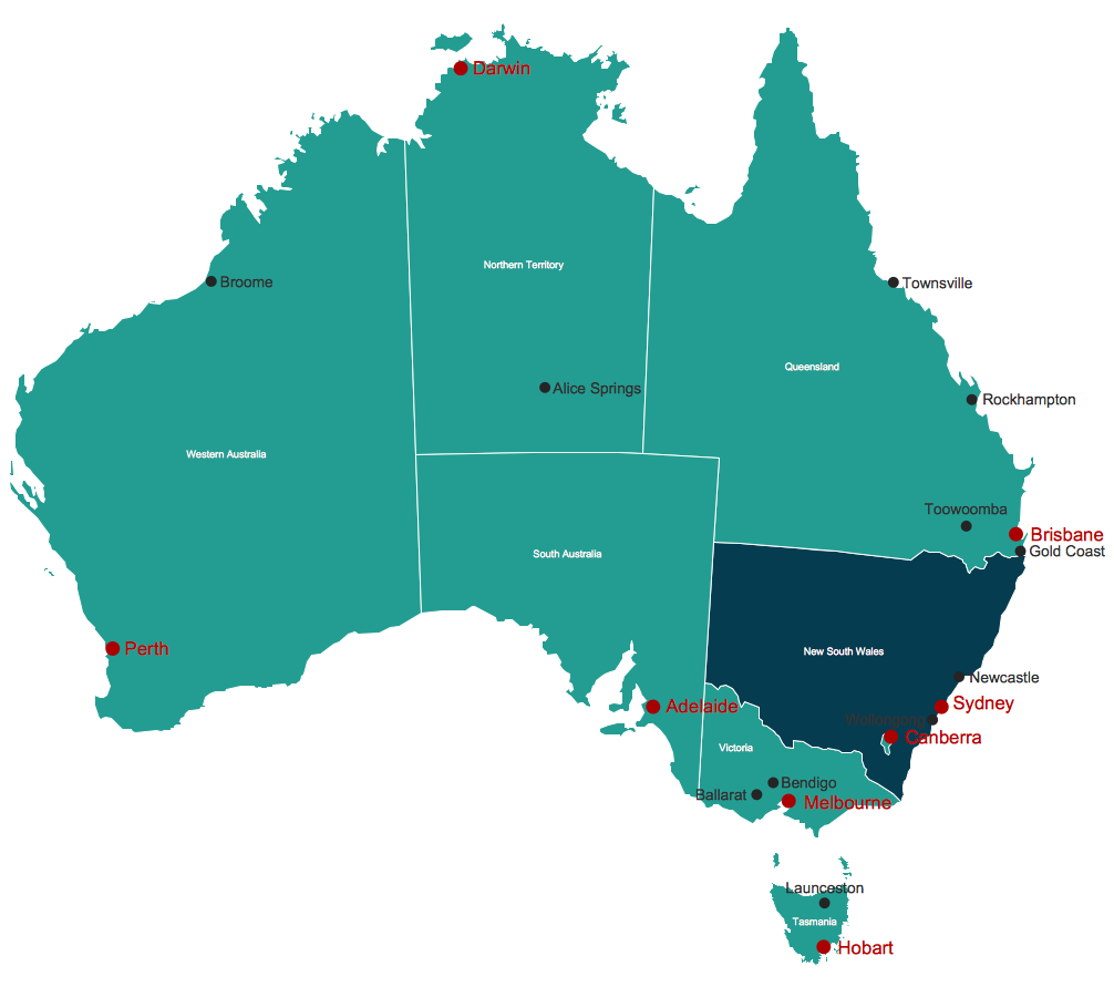 Australia Map Solution | ConceptDraw.com