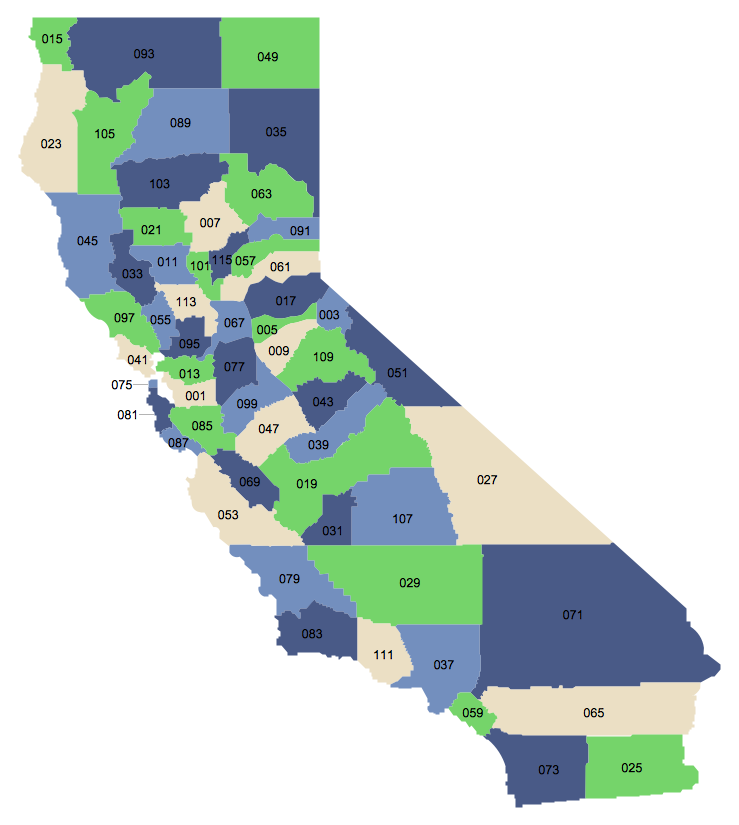 MAPS USA Map California County Map With FIPS Subcode 