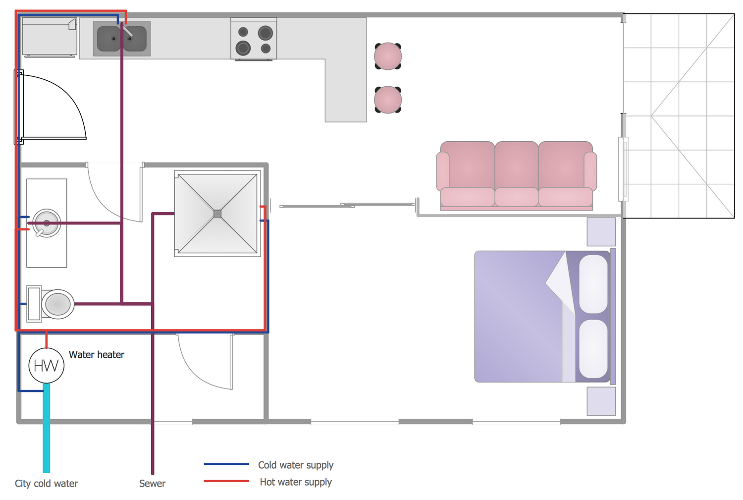 Plumbing And Piping Plans Solution Conceptdraw Com