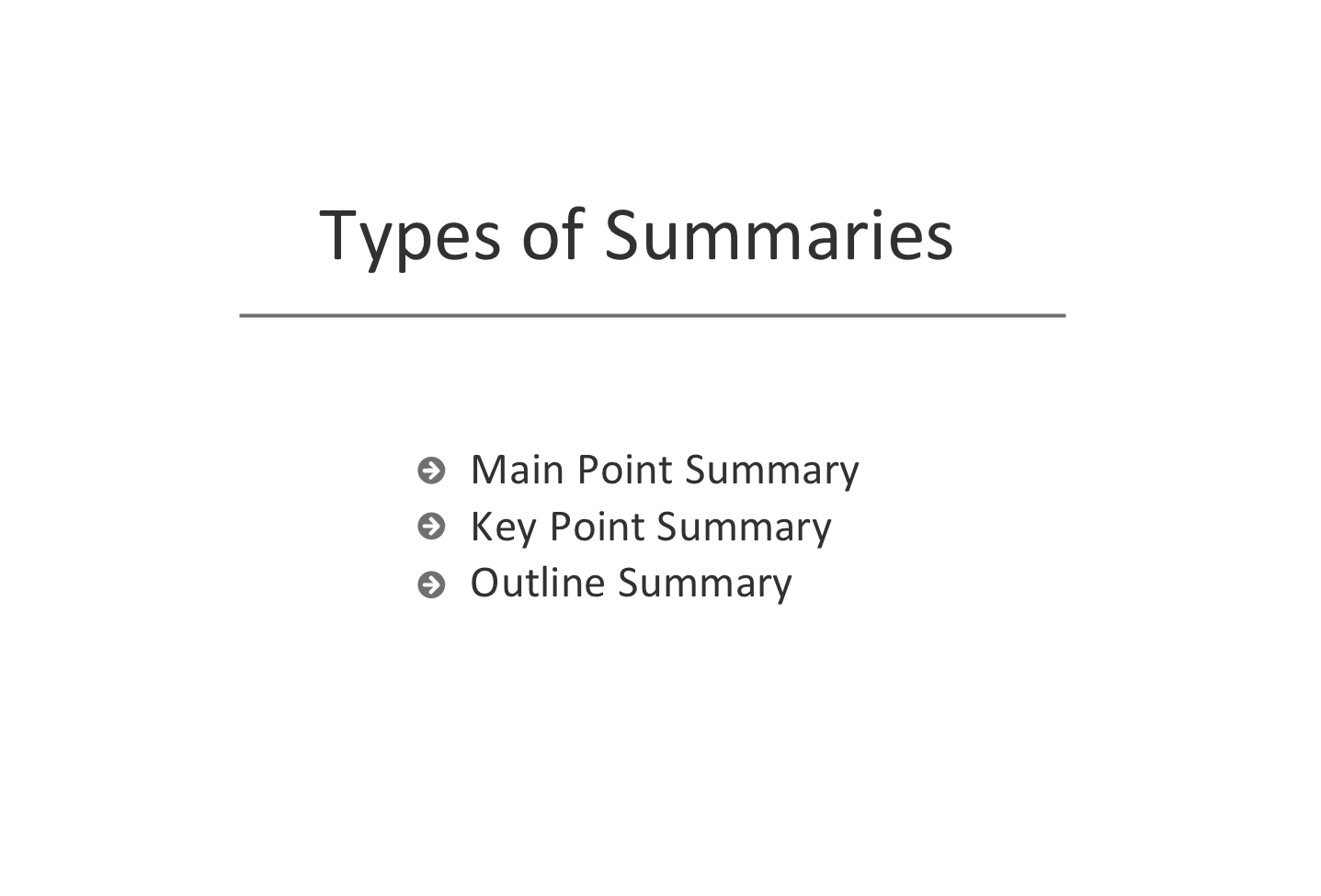 Types of Summaries — Slide Sample