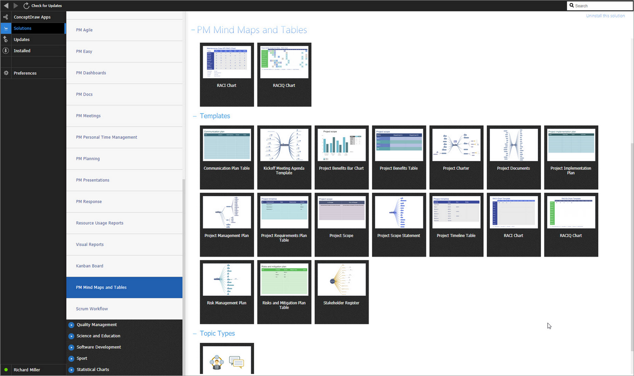 PM Mind Maps and Tables solution - Start Using