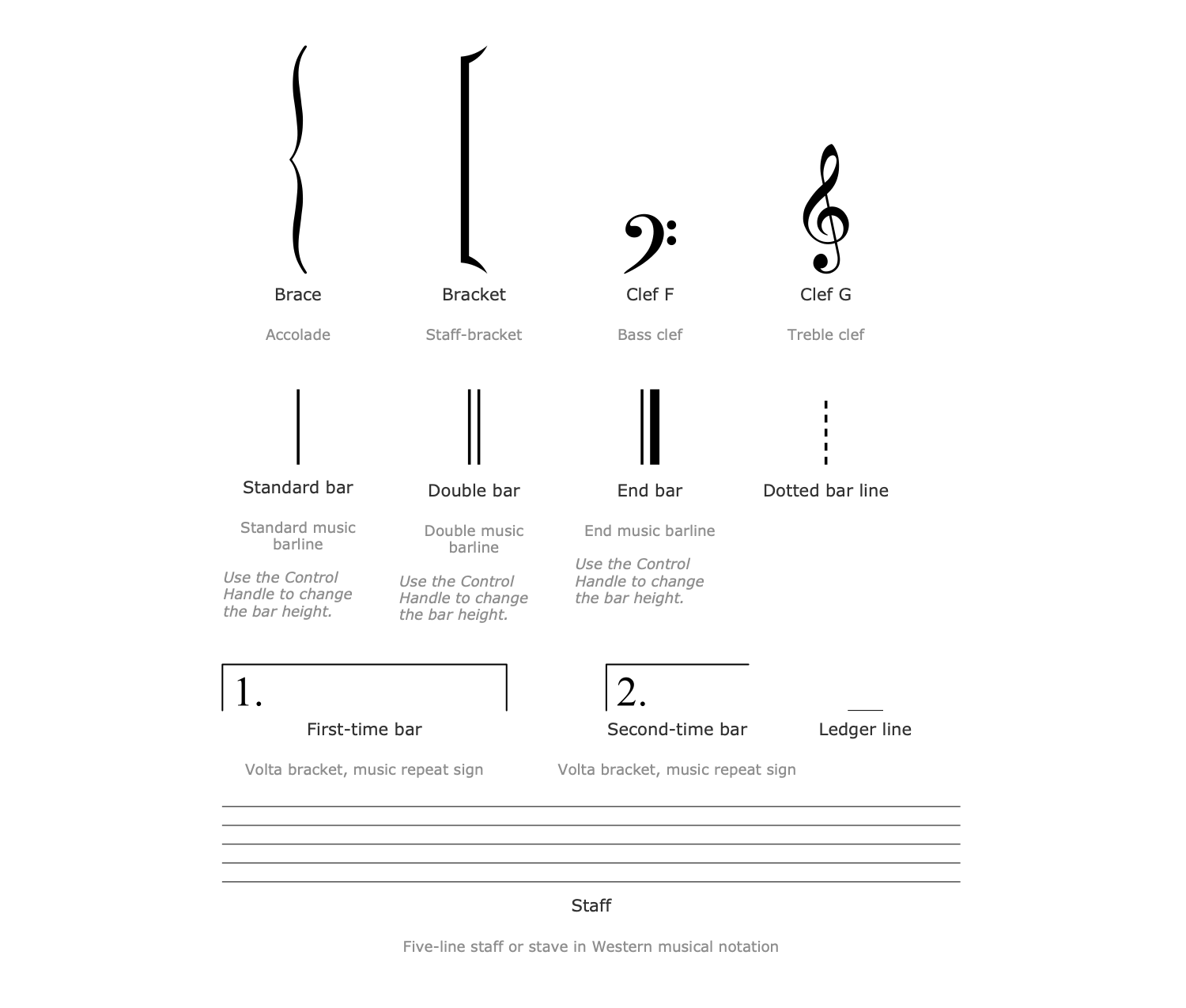 Design Elements — Lines Bars Clefs