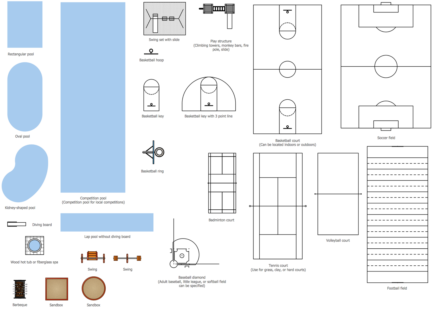 building stencil visio Plans  Sport Field ConceptDraw.com Solution